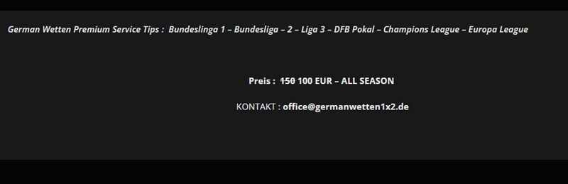 Price and payment at Germanwetten1x2.de
